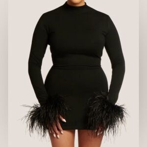 Asante Asari Long-sleeve Feather Mini Dress Black Size S